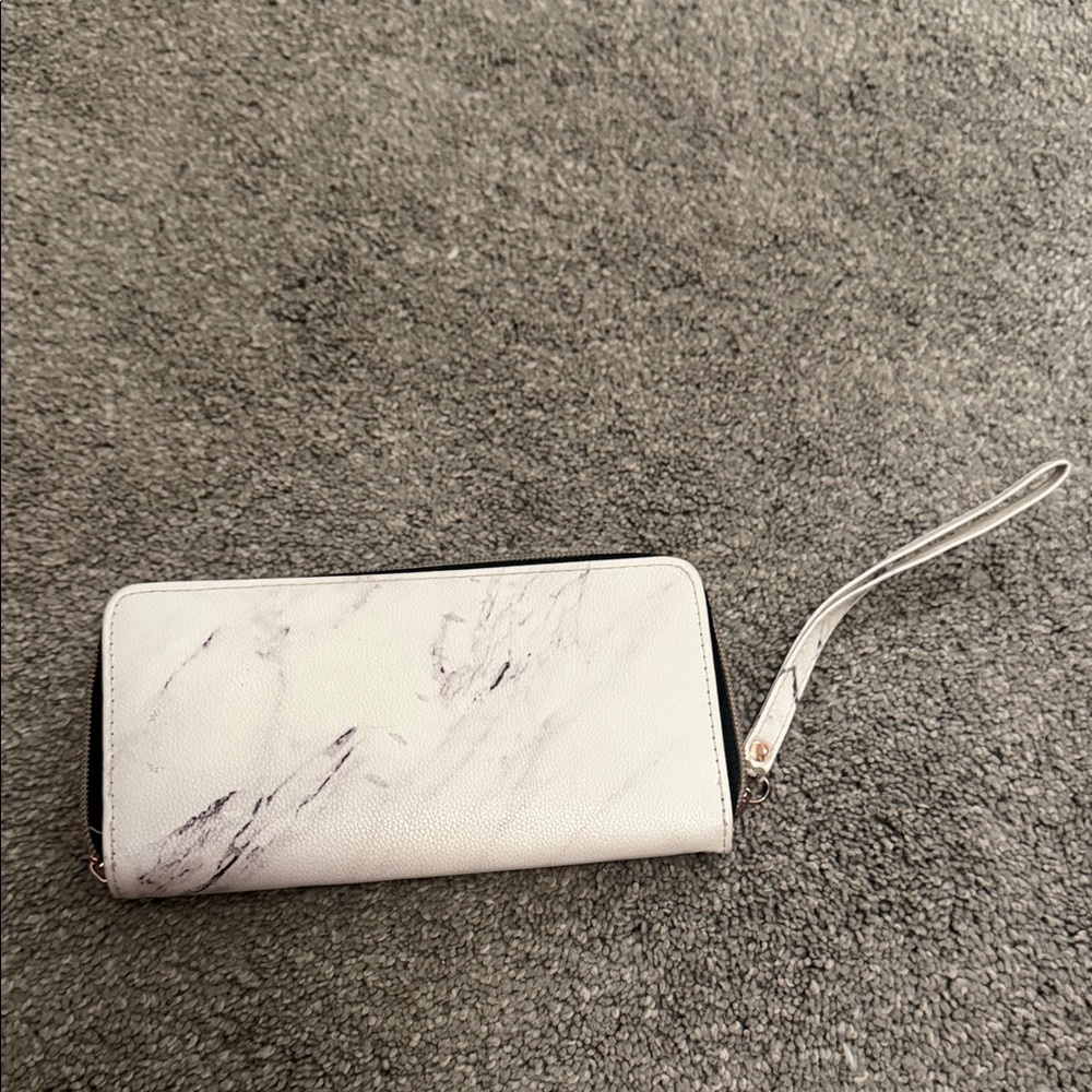 Claire's White Marble Wristlet Clutch